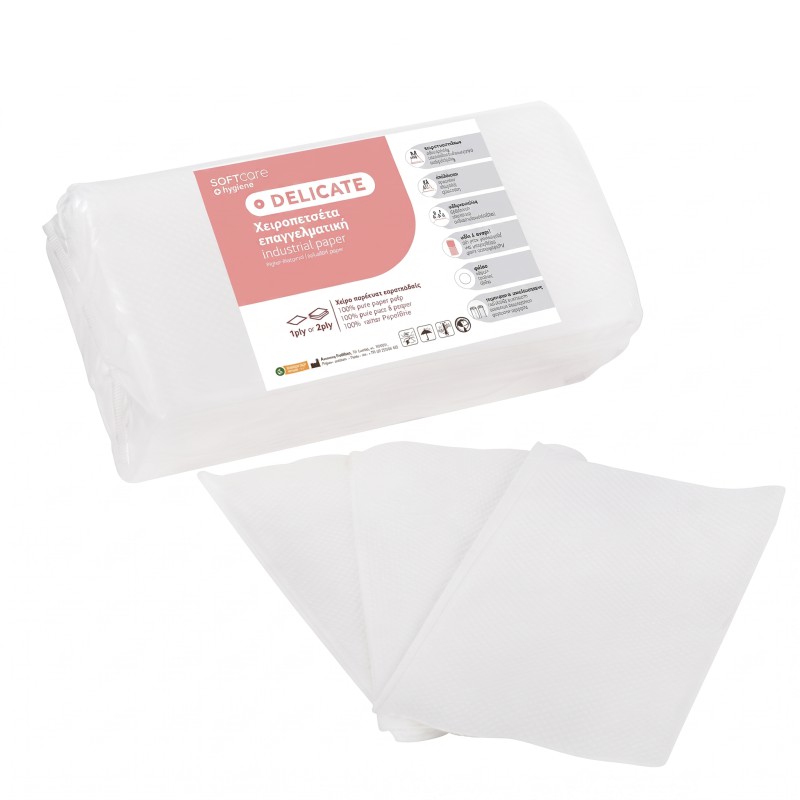 Soft Care Delicate Χειροπετσέτα ζικ-ζακ λευκή 20x200 (4000 τμχ) 21cm x 25m
